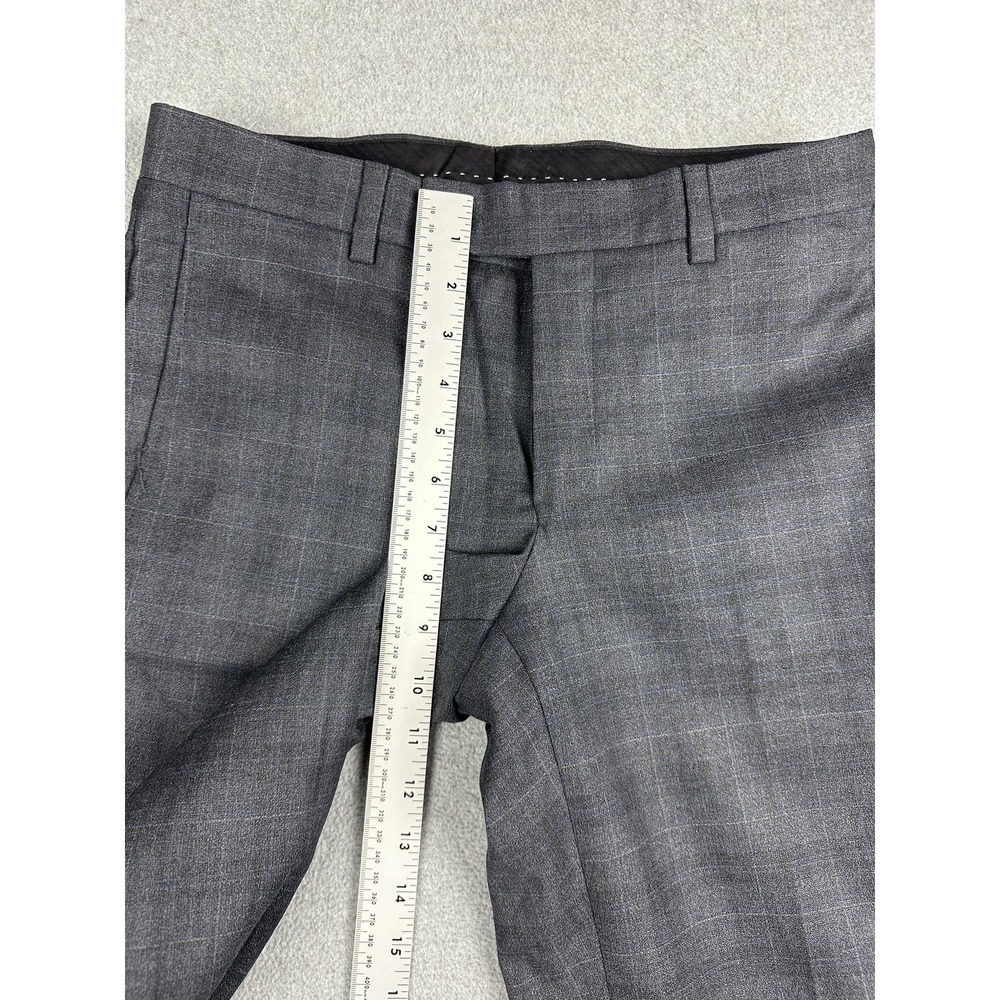 REDA Dress Pants Mens 30R Gray Windowpane Wool Flat Front Formal Canada NWT $159 - Picture 6 of 10